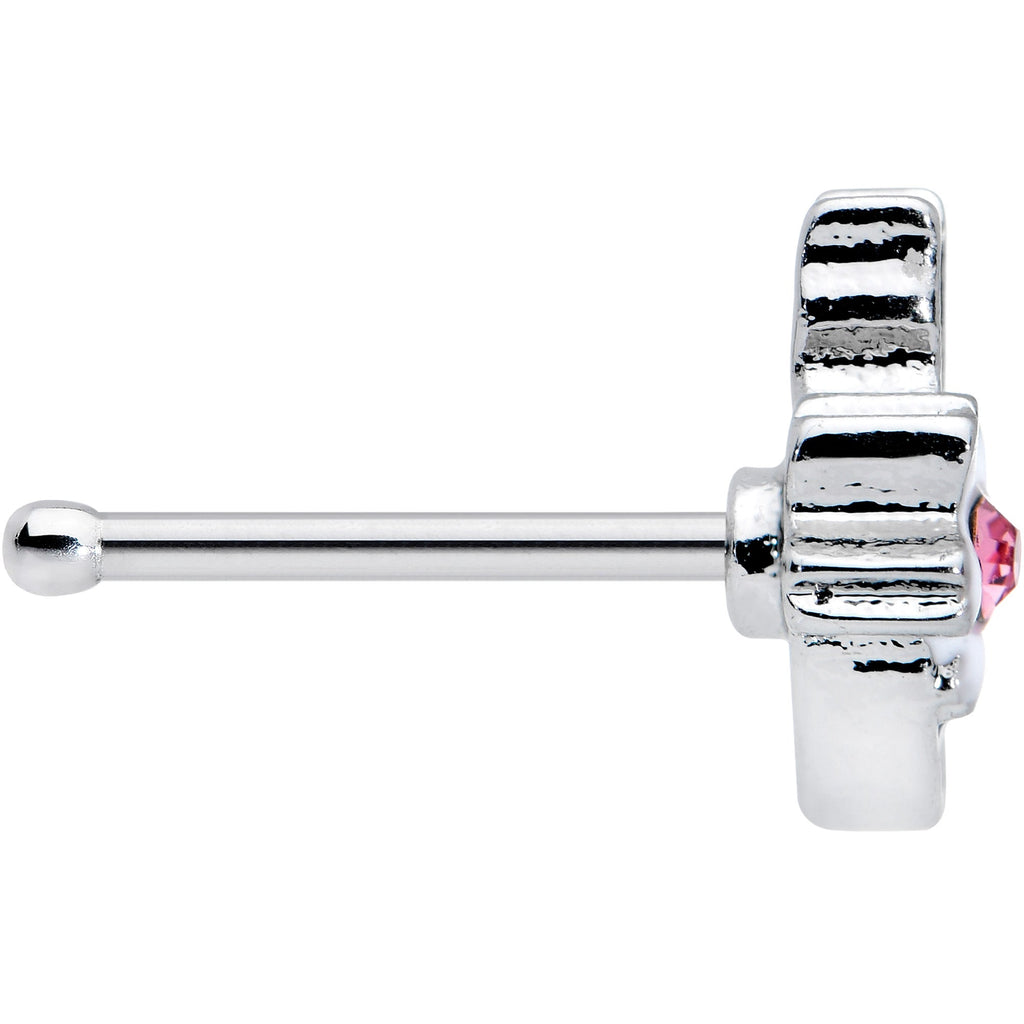 BodyCandy 20G 1/4 Pink Gem Black Cat White Flowers Nose Bone — lifestyle context
