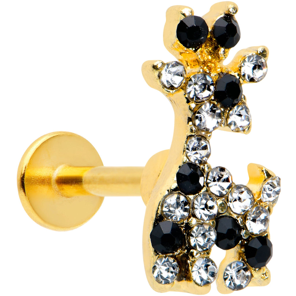 BodyCandy 16G 5/16 Black Gem Gold Tone Decadent Deer Labret Monroe Tragus — main product shot