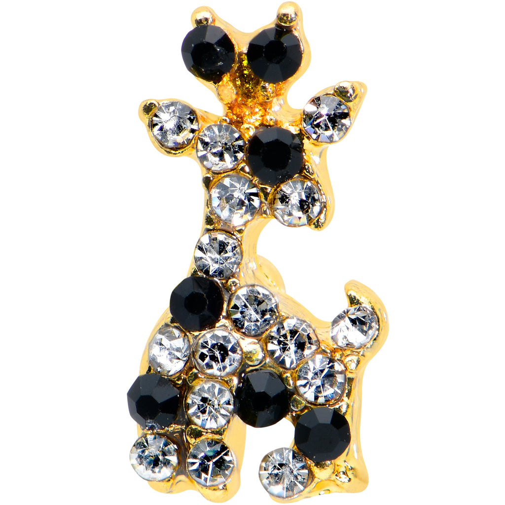 BodyCandy 16G 5/16 Black Gem Gold Tone Decadent Deer Labret Monroe Tragus — detail close-up