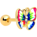 BodyCandy 16G 1/4 Clear Gem Gold Tone Bright Butterfly Cartilage Tragus — main product shot