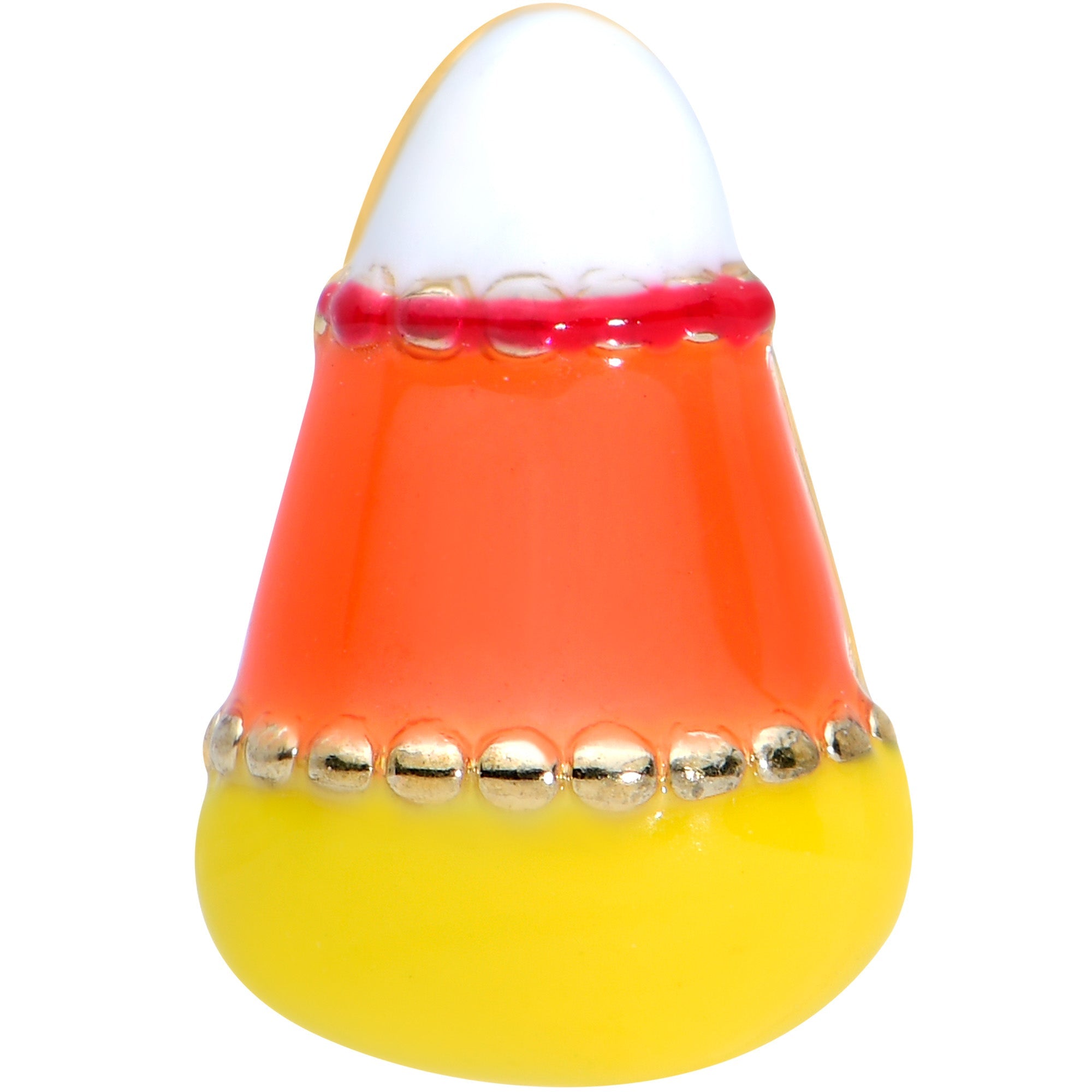 BodyCandy 16G 1/4 Gold Tone Candy Corn Halloween Cartilage Tragus Earring — detail close-up