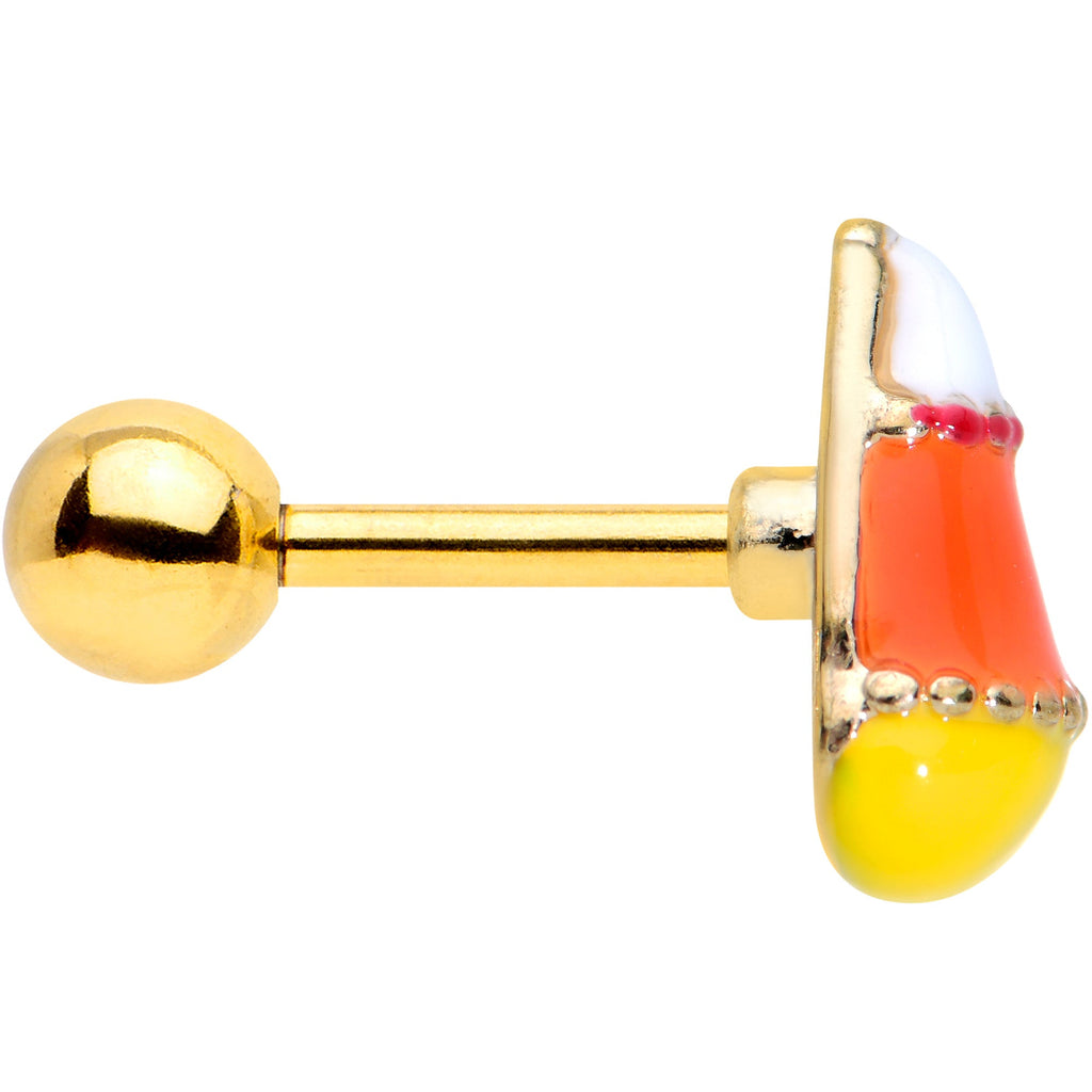 BodyCandy 16G 1/4 Gold Tone Candy Corn Halloween Cartilage Tragus Earring — lifestyle context