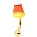 BodyCandy 16G 5/16 Gold Tone Candy Corn Halloween Curved Eyebrow Ring — main product shot