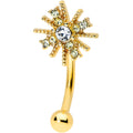 BodyCandy 16G 5/16 Clear Gem Gold Tone Star Christmas Curved Eyebrow Ring — main product shot