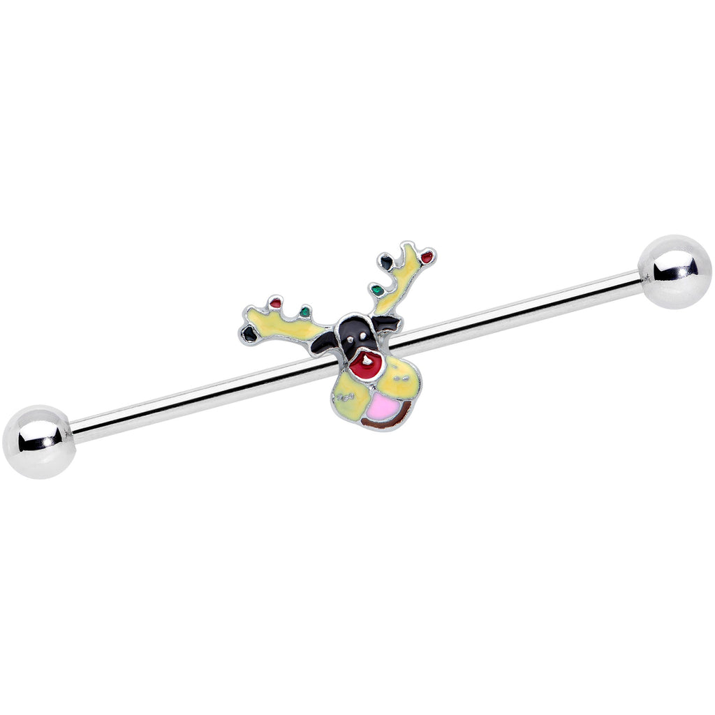 BodyCandy 14G Colorful Reindeer Christmas Industrial Barbell 38mm — main product shot