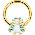 BodyCandy 16G 3/8 White Gem Gold Tone Snow Bug Hinged Segment Ring — main product shot