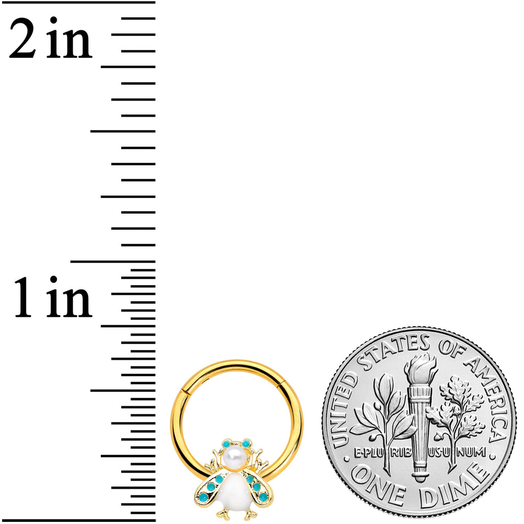 BodyCandy 16G 3/8 White Gem Gold Tone Snow Bug Hinged Segment Ring — lifestyle context