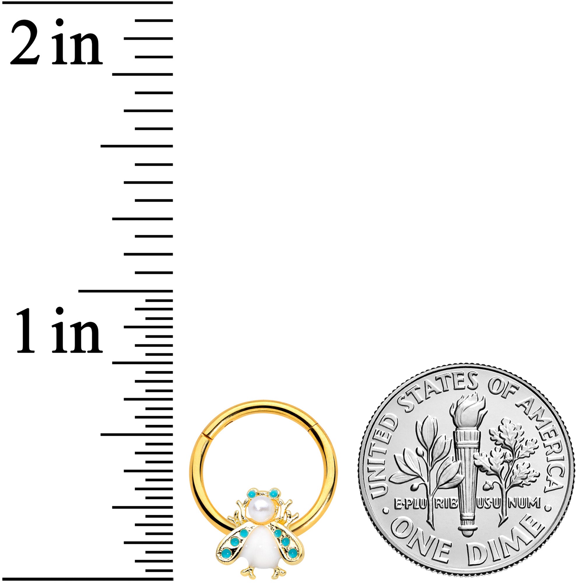BodyCandy 16G 3/8 White Gem Gold Tone Snow Bug Hinged Segment Ring — lifestyle context