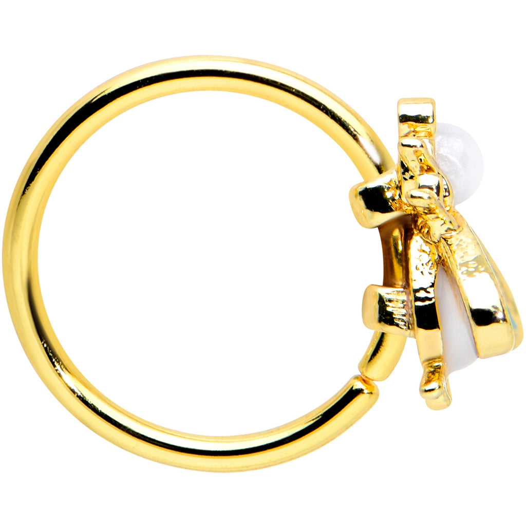 BodyCandy 20G 5/16 White Gem Gold Tone Snow Bug Nose Hoop — lifestyle context