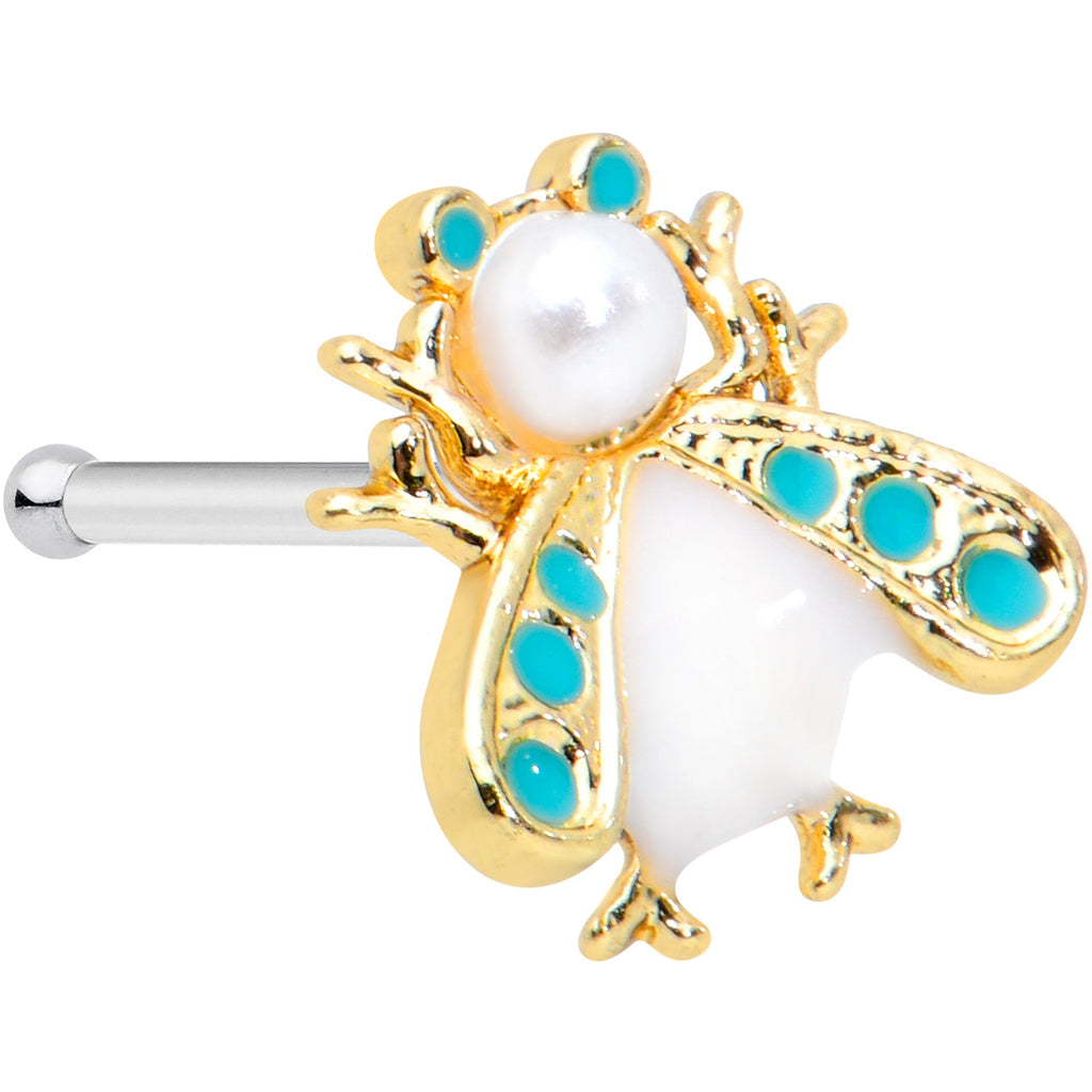 BodyCandy 20G 1/4 White Gem Snow Bug Nose Bone — main product shot