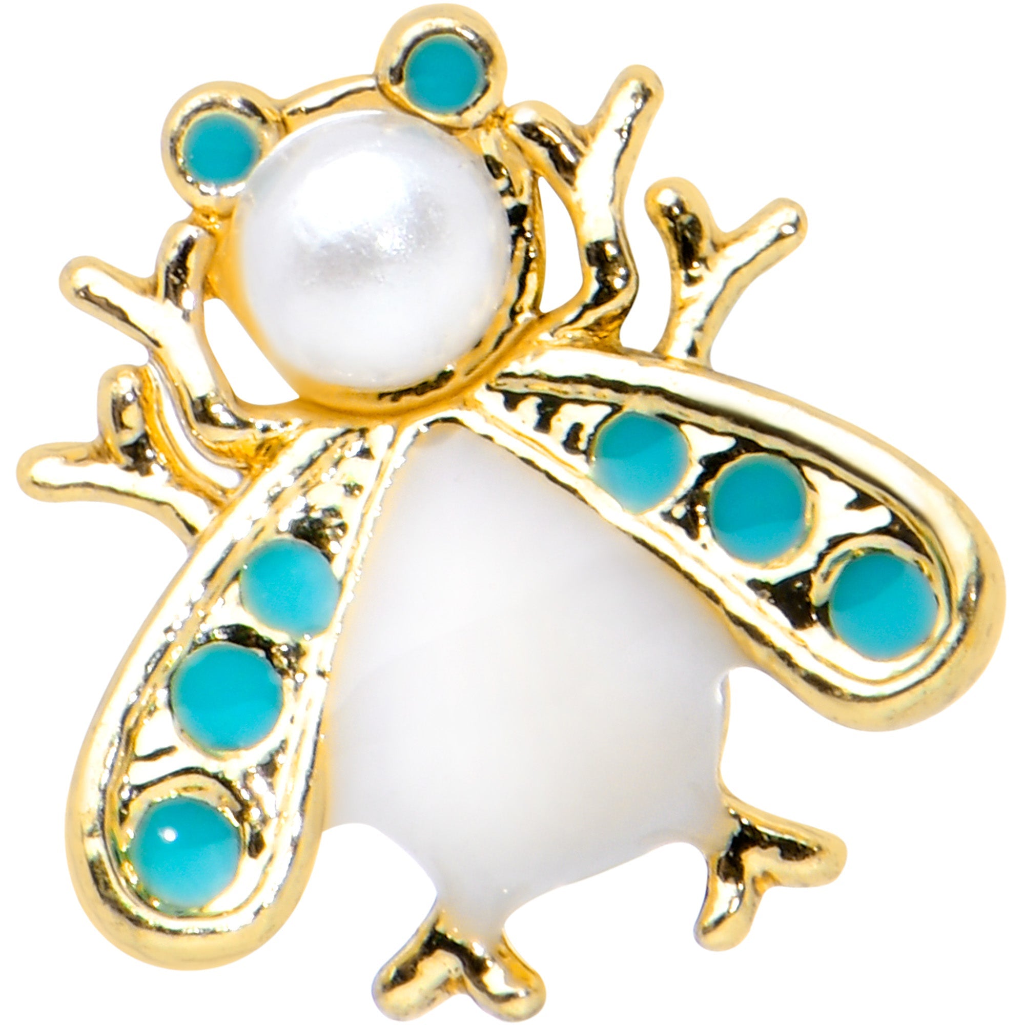 BodyCandy 20G 1/4 White Gem Snow Bug Nose Bone — detail close-up