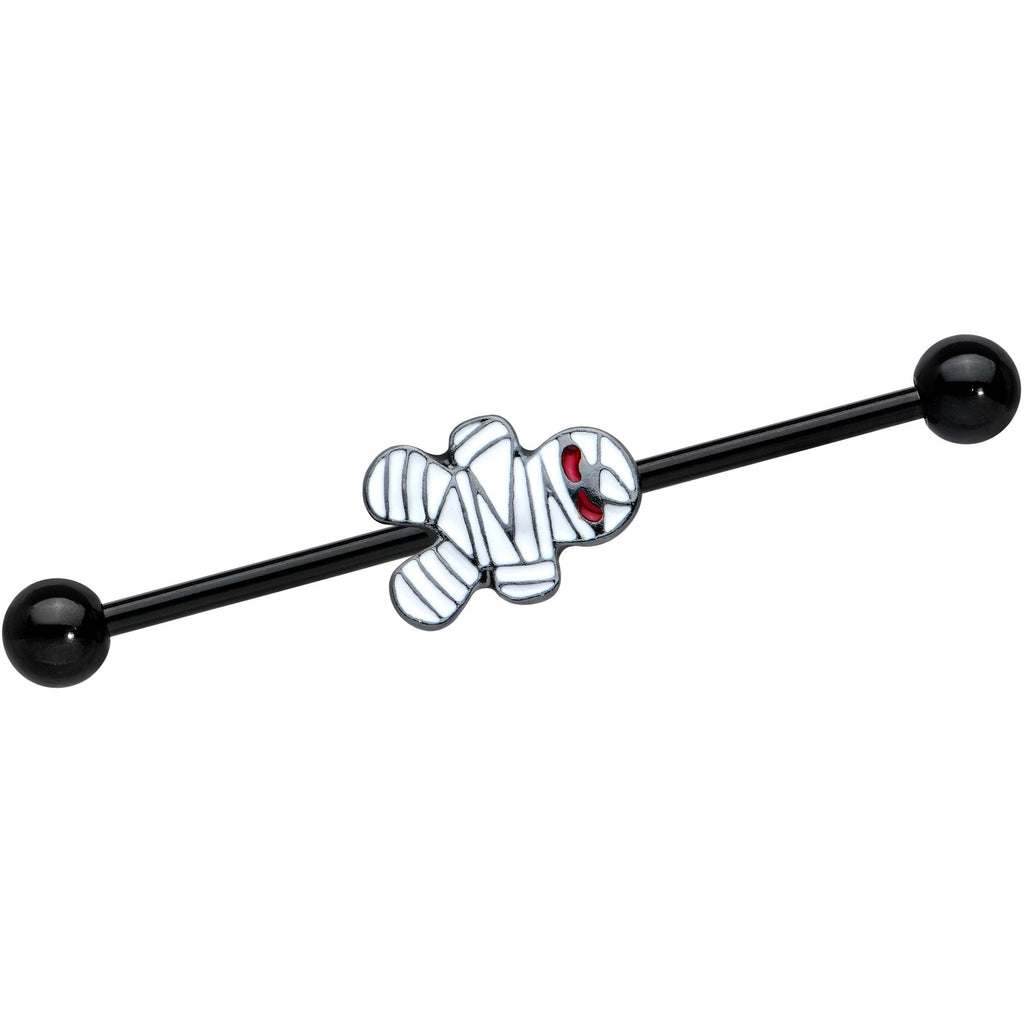 BodyCandy 14G Black Red Eyed Mummy Halloween Industrial Barbell 38mm — main product shot