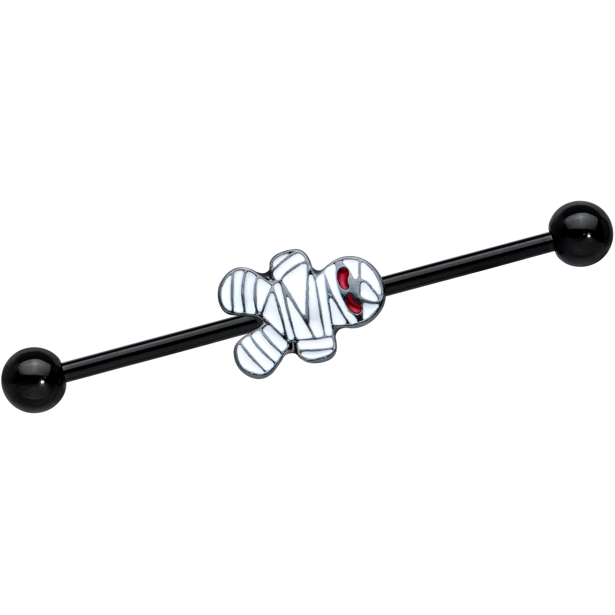 BodyCandy 14G Black Red Eyed Mummy Halloween Industrial Barbell 38mm — main product shot