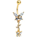 BodyCandy Clear Gem Gold Tone Vine Butterfly Dangle Belly Ring — main product shot