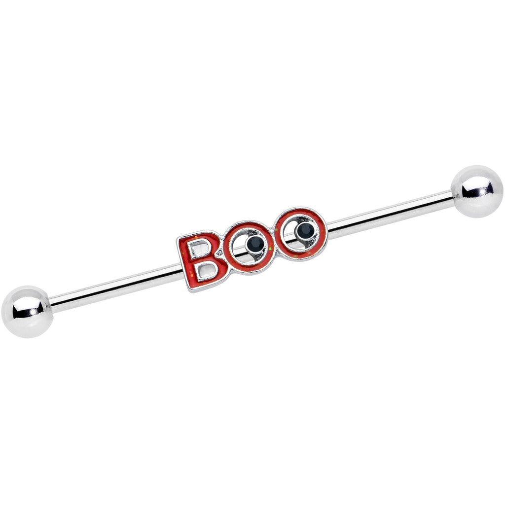 BodyCandy 14G Black Gem Boo Halloween Industrial Barbell 38mm — main product shot