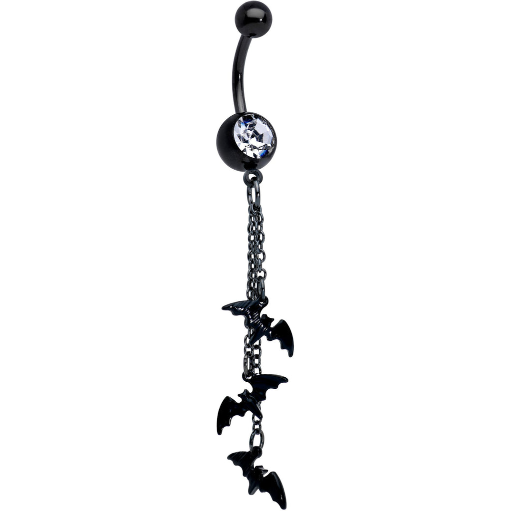 BodyCandy Clear Gem Black Gone Batty Halloween Dangle Belly Ring — main product shot