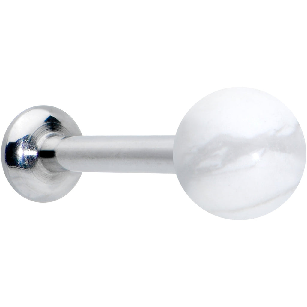 BodyCandy 16G 5/16 Elegant White Howlite Internally Threaded Labret Tragus — main product shot