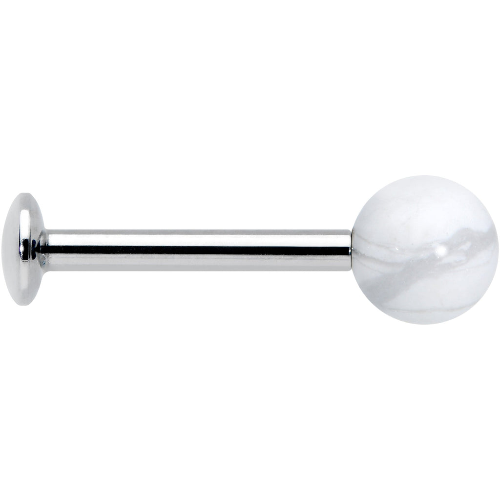BodyCandy 16G 5/16 Elegant White Howlite Internally Threaded Labret Tragus — lifestyle context