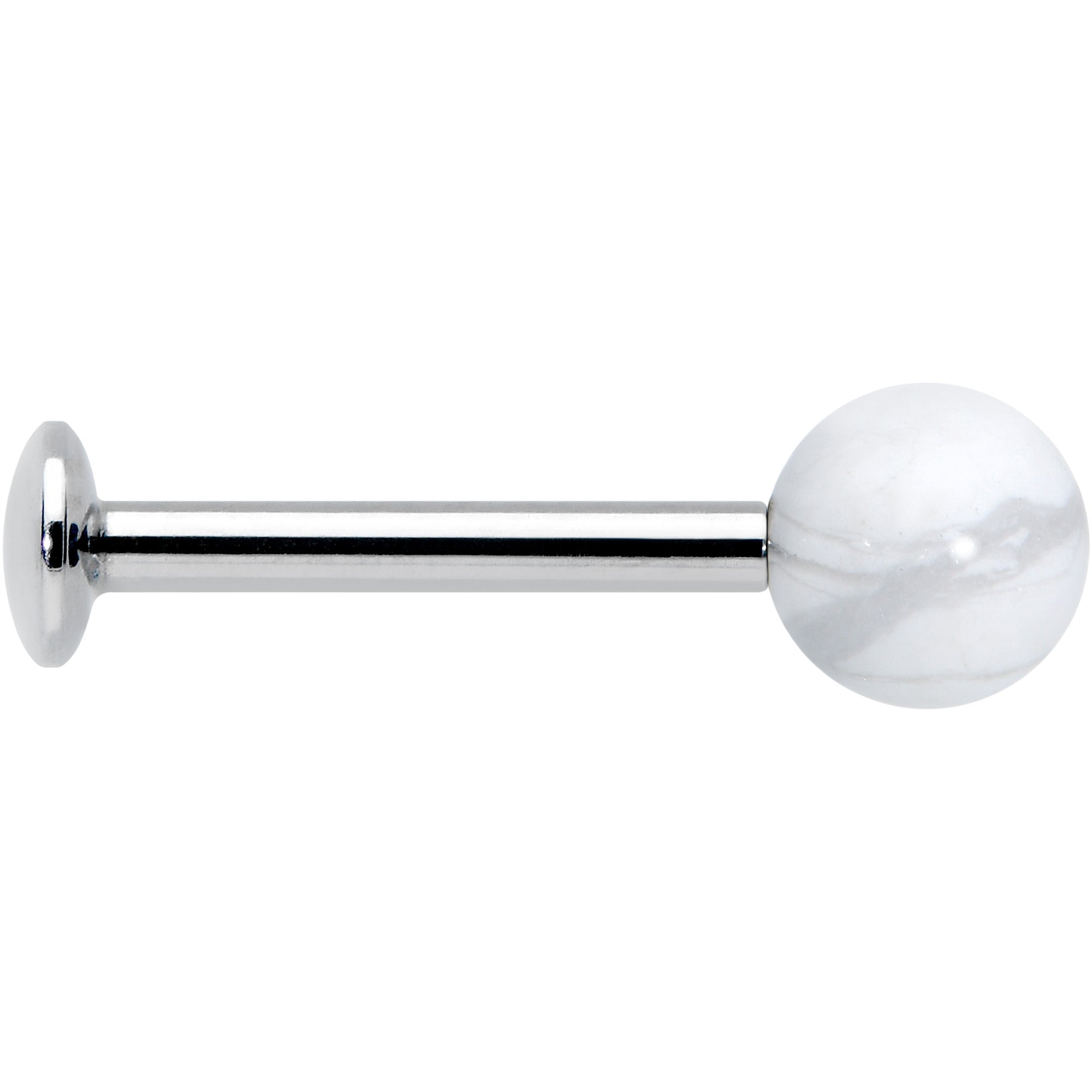 BodyCandy 16G 5/16 Elegant White Howlite Internally Threaded Labret Tragus — lifestyle context