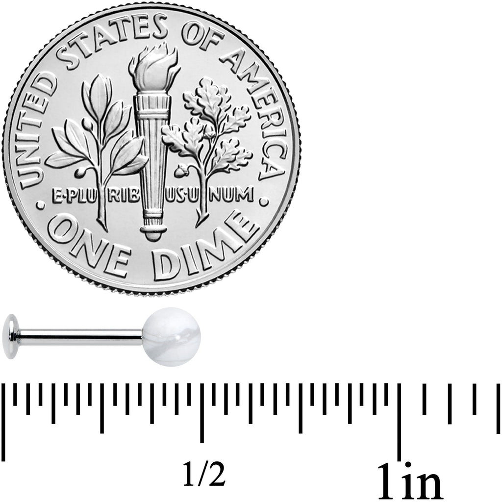 BodyCandy 16G 5/16 Elegant White Howlite Internally Threaded Labret Tragus — back view
