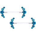 BodyCandy 14G 13/16 Blue Gem Bioplast Simple Curvation Barbell Nipple Ring Set — main product shot