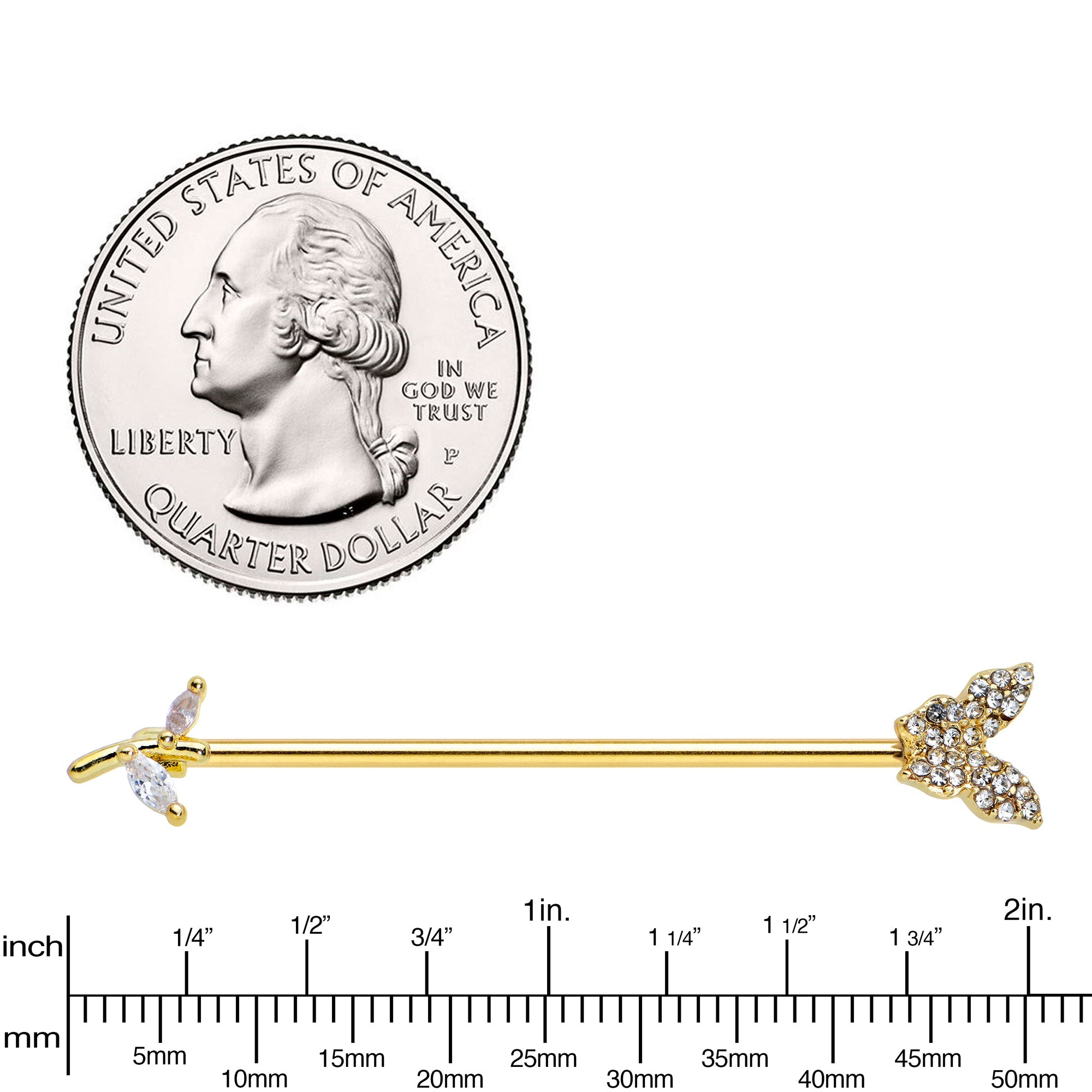 BodyCandy 14G Clear CZ Gem Gold Tone Glam Butterfly Industrial Barbell 38mm — lifestyle context
