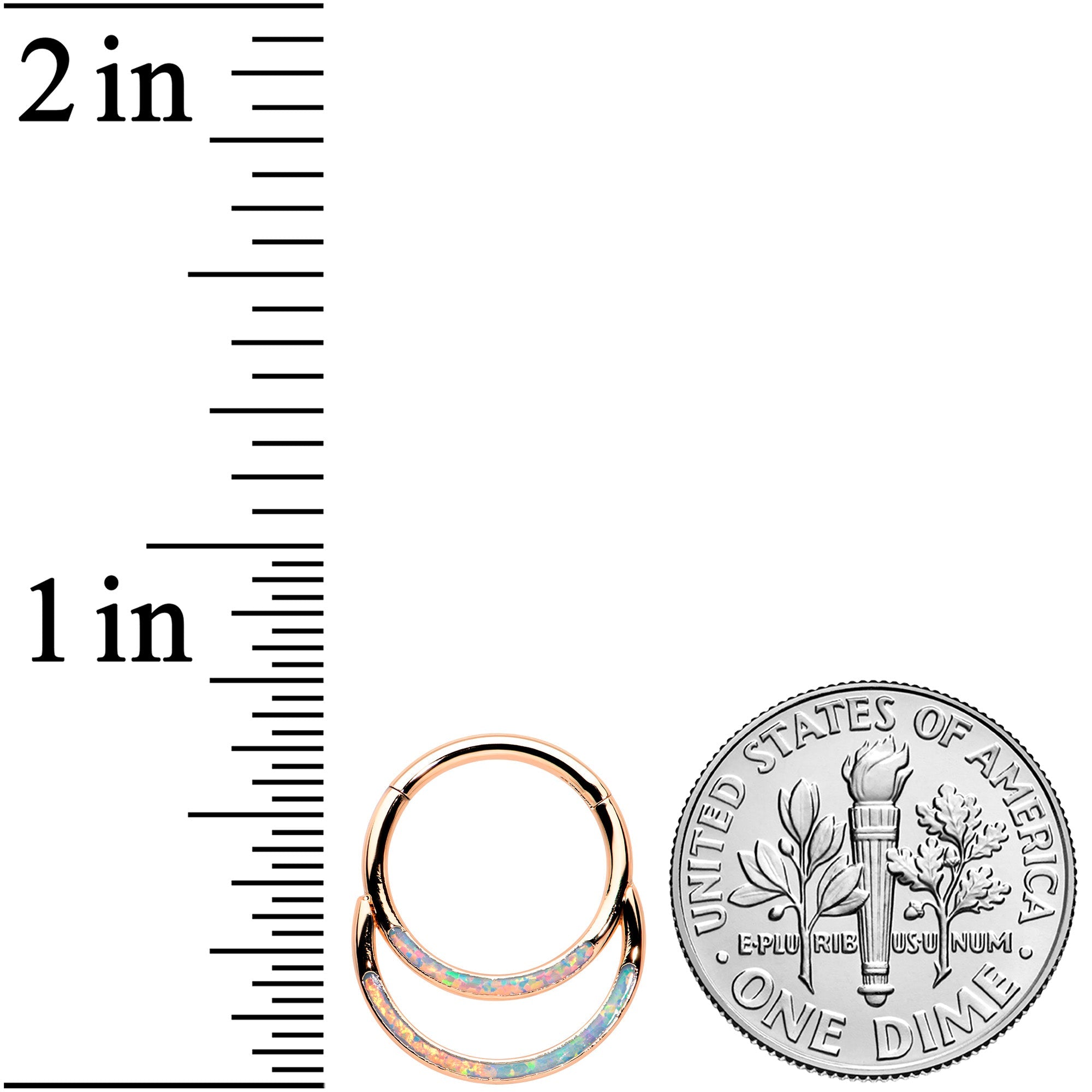BodyCandy 16G 3/8 White Synth Opal Rosy Tone Double Row Hinged Segment Ring — lifestyle context
