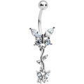 BodyCandy Clear Gem Vine Butterfly Dangle Belly Ring — main product shot