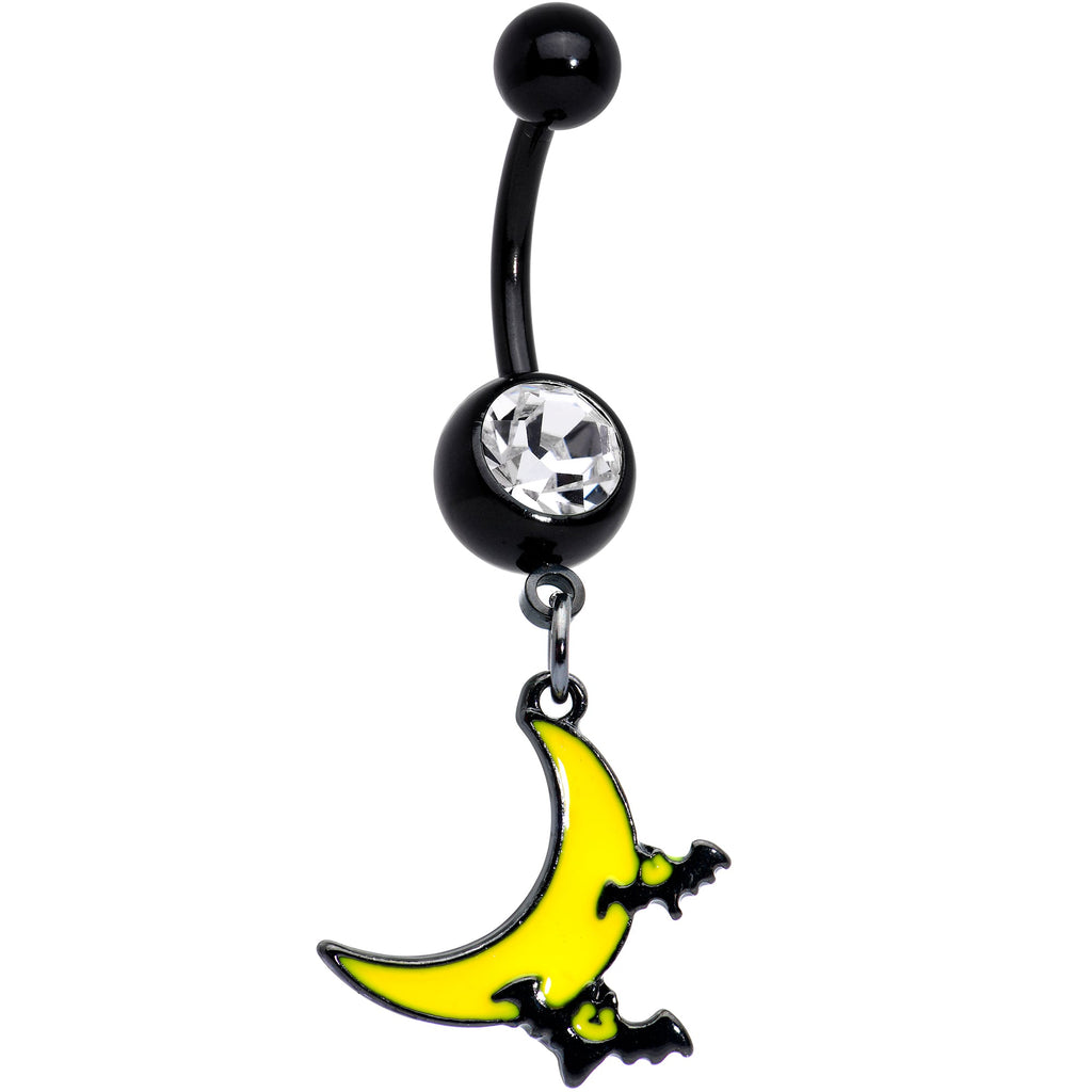 BodyCandy Clear Gem Black Batty Moon Halloween Dangle Belly Ring — main product shot