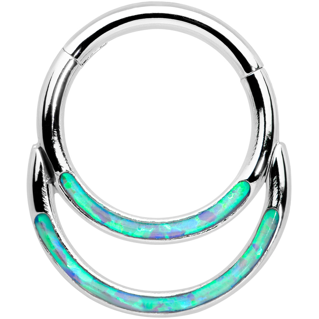 BodyCandy 16G 5/16 Blue Synthetic Opal Double Row Hinged Segment Ring — main product shot