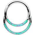 BodyCandy 16G 5/16 Blue Synthetic Opal Double Row Hinged Segment Ring — main product shot