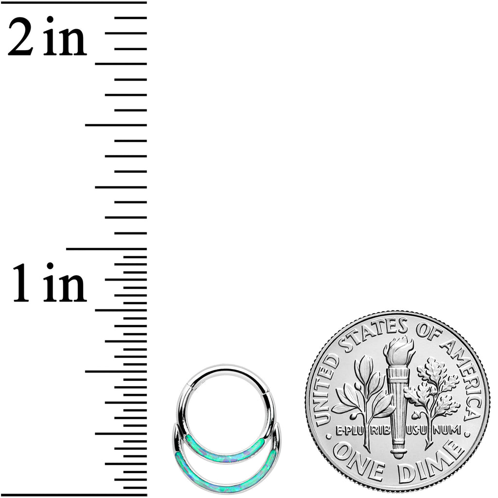 BodyCandy 16G 5/16 Blue Synthetic Opal Double Row Hinged Segment Ring — lifestyle context