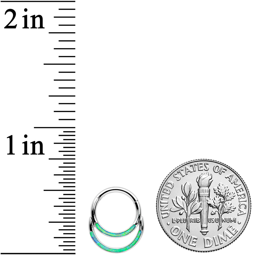 BodyCandy 16G 5/16 Green Synthetic Opal Double Row Hinged Segment Ring — lifestyle context