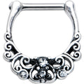 BodyCandy 16G 3/8 Clear Gem Elegant Scrollwork Cartilage Clicker — main product shot