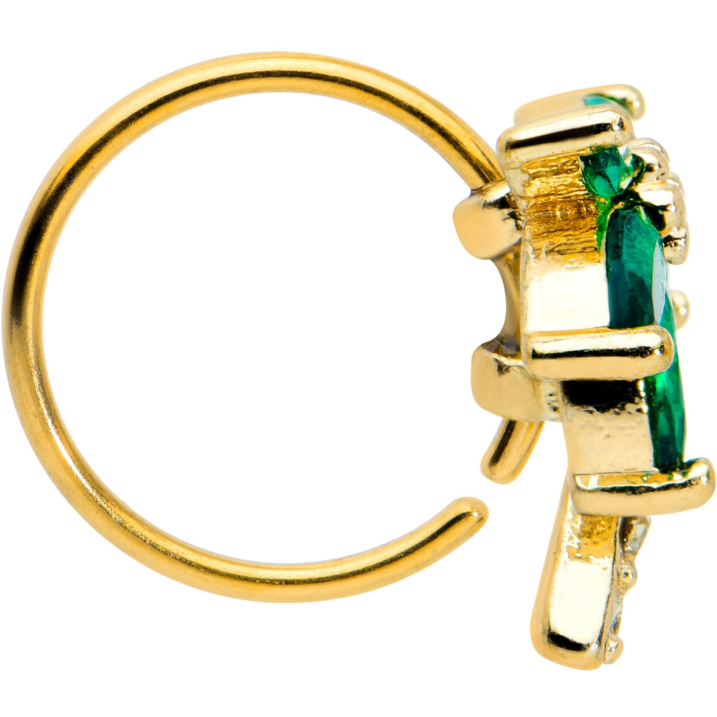 BodyCandy 20G 5/16 Yellow Green Gem Gold Tone Palm Tree Nose Hoop — lifestyle context