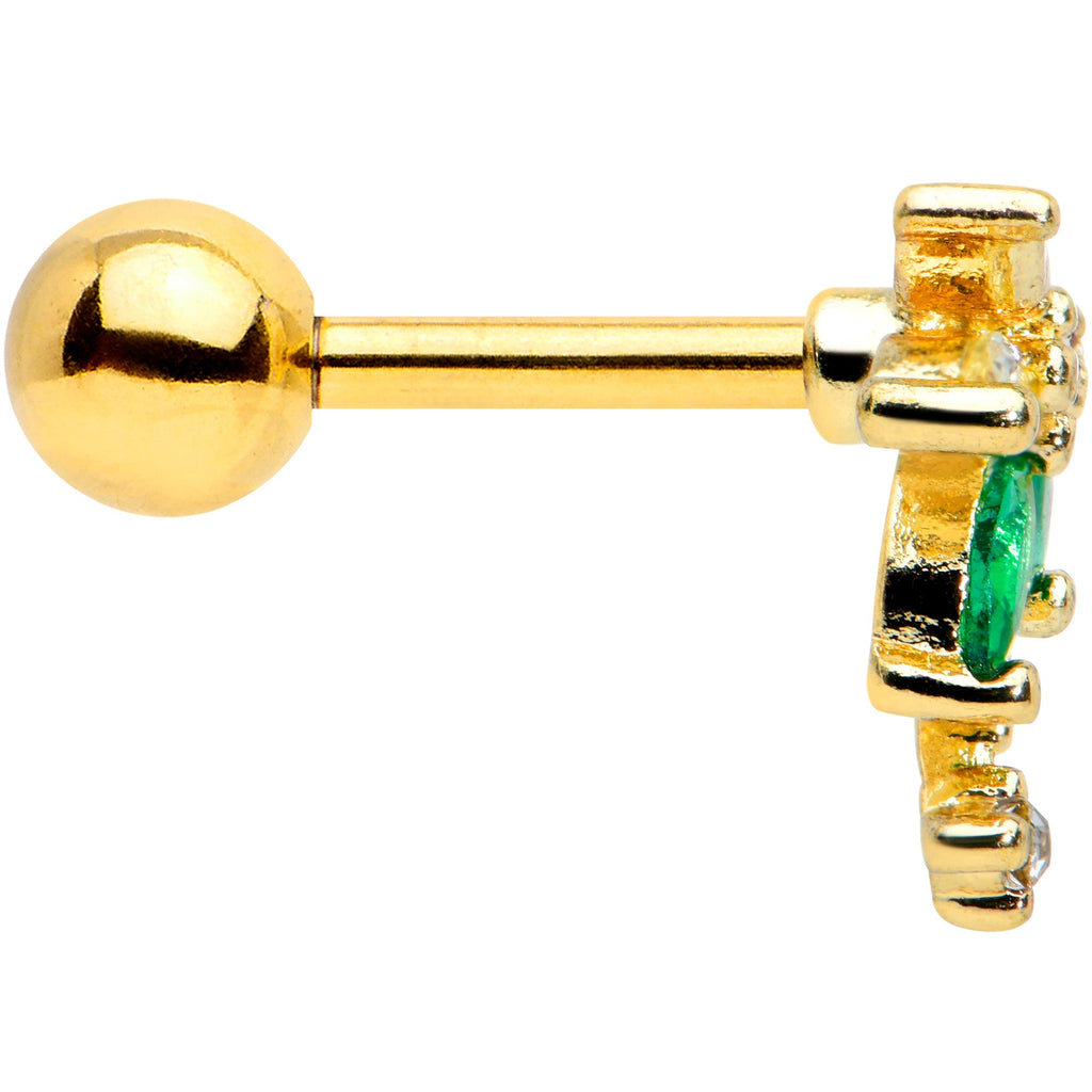 BodyCandy 16G 1/4 Green Gem Gold Tone Palm Tree Cartilage Tragus Earring — lifestyle context