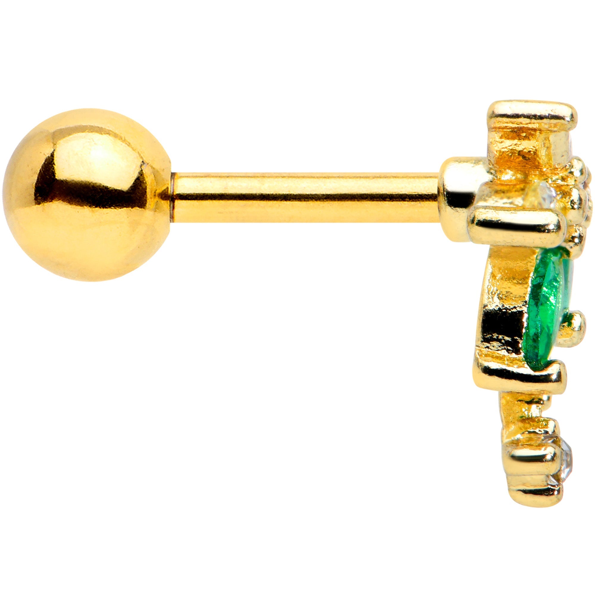 BodyCandy 16G 1/4 Green Gem Gold Tone Palm Tree Cartilage Tragus Earring — lifestyle context