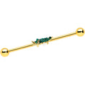 BodyCandy 14G Green Gem Gold Tone Tropical Gator Industrial Barbell 38mm — main product shot