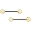 BodyCandy 14G 9/16 Matte White Splatter Barbell Nipple Ring Set — main product shot