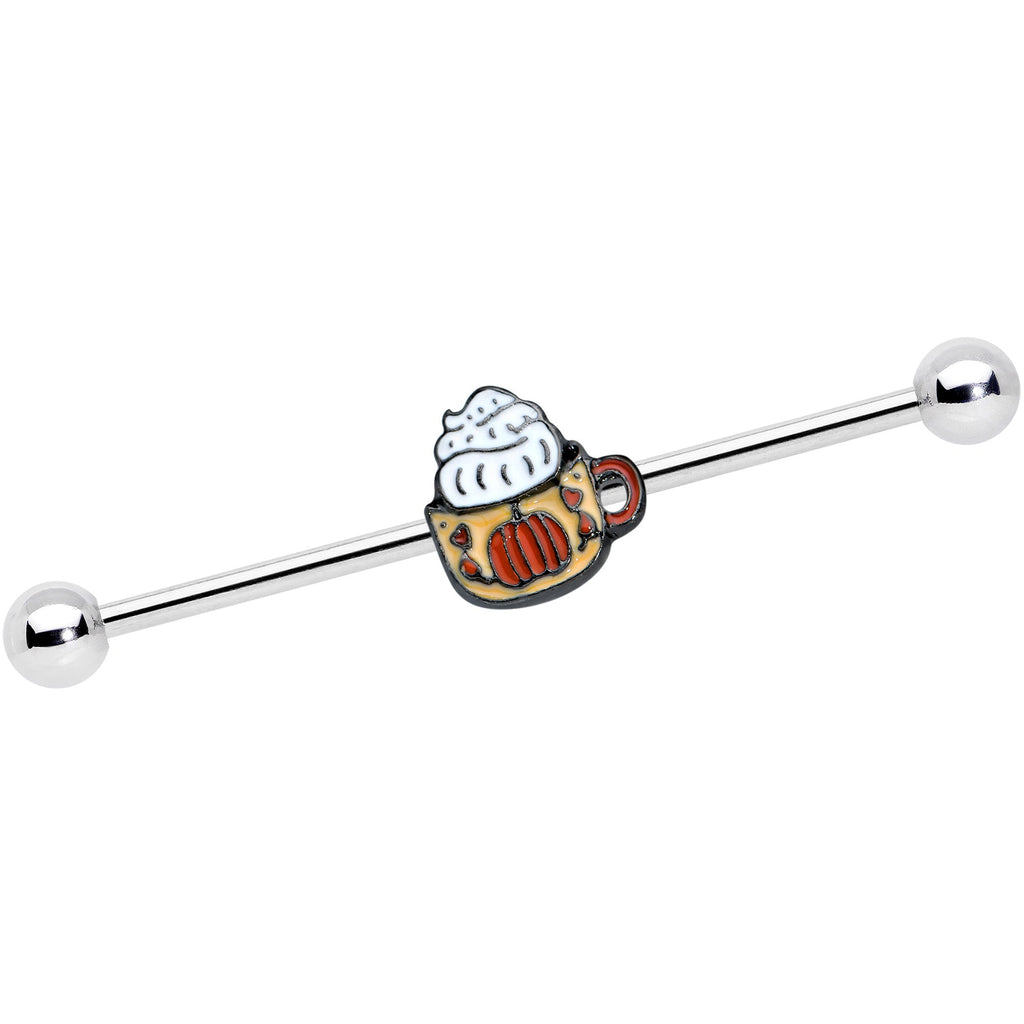 BodyCandy 14G Pumpkin Spice Cappuccino Coffee Industrial Barbell 38mm — main product shot
