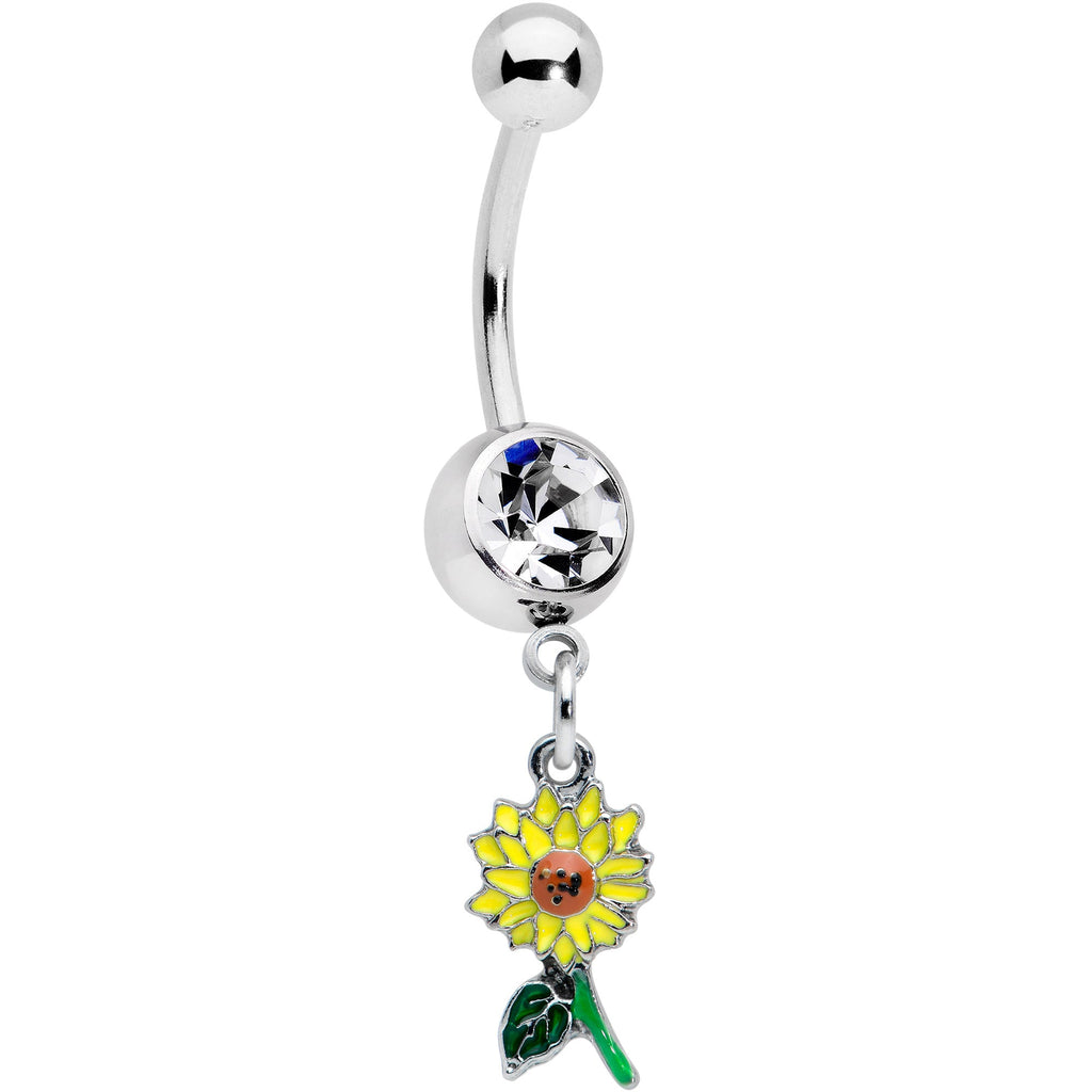 BodyCandy Clear Gem Cheery Sunflower Dangle Belly Ring — main product shot