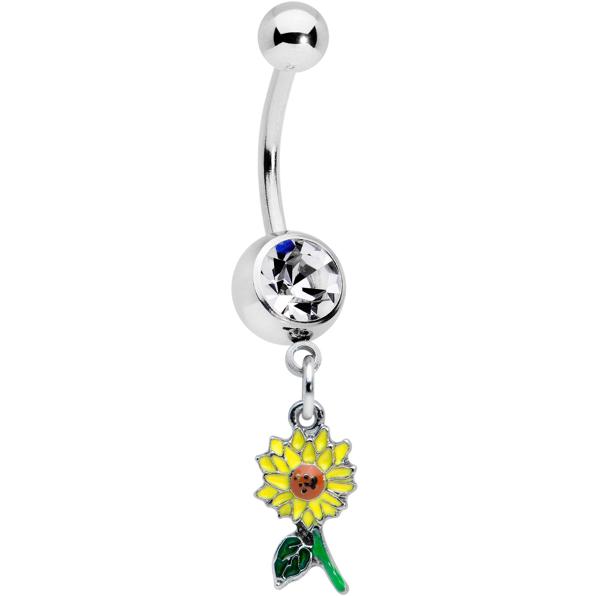 BodyCandy Clear Gem Cheery Sunflower Dangle Belly Ring — main product shot