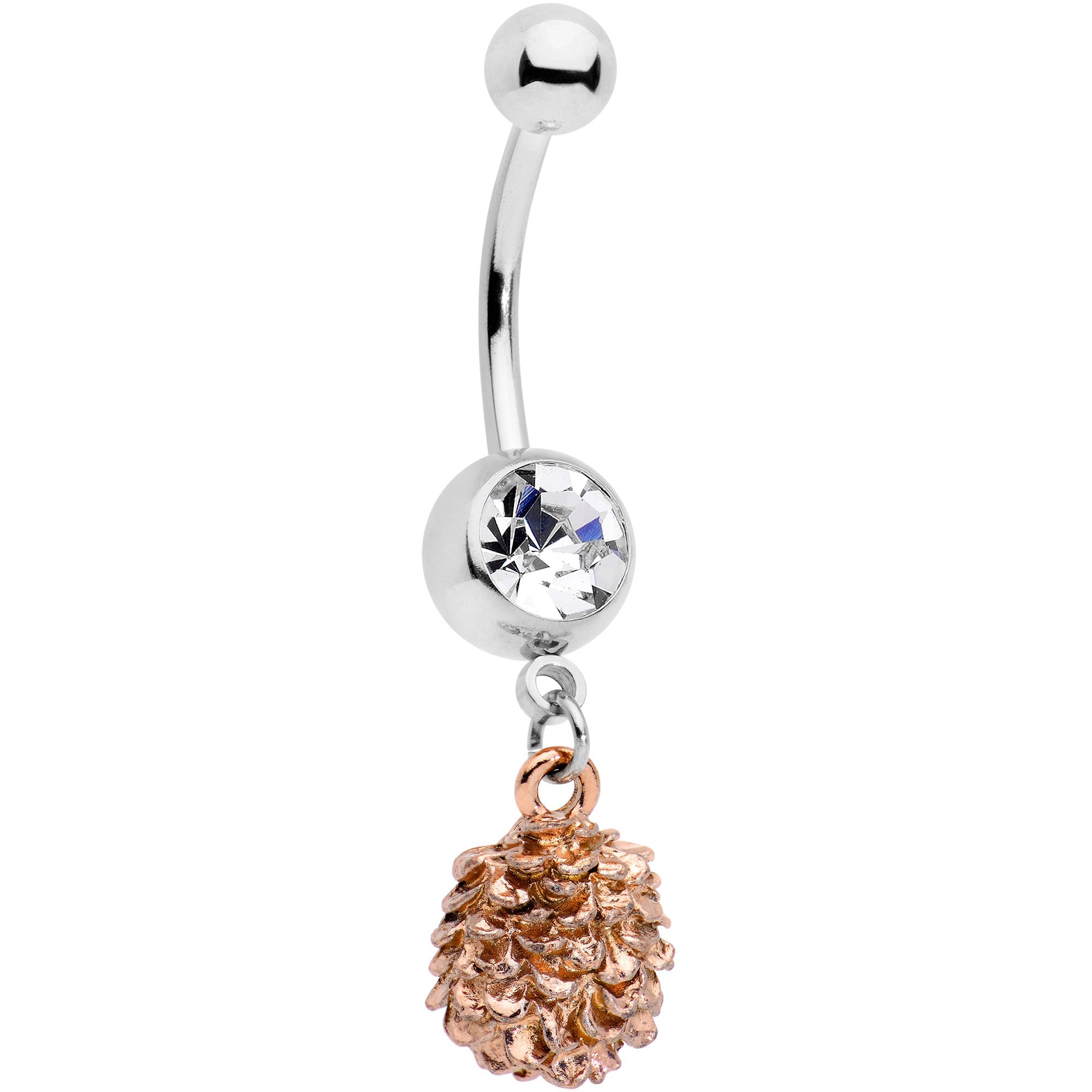 BodyCandy Clear Gem Autumn Pine Cone Dangle Belly Ring — main product shot