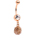 BodyCandy Clear Gem Rose Gold Tone Autumn Pine Cone Dangle Belly Ring — main product shot