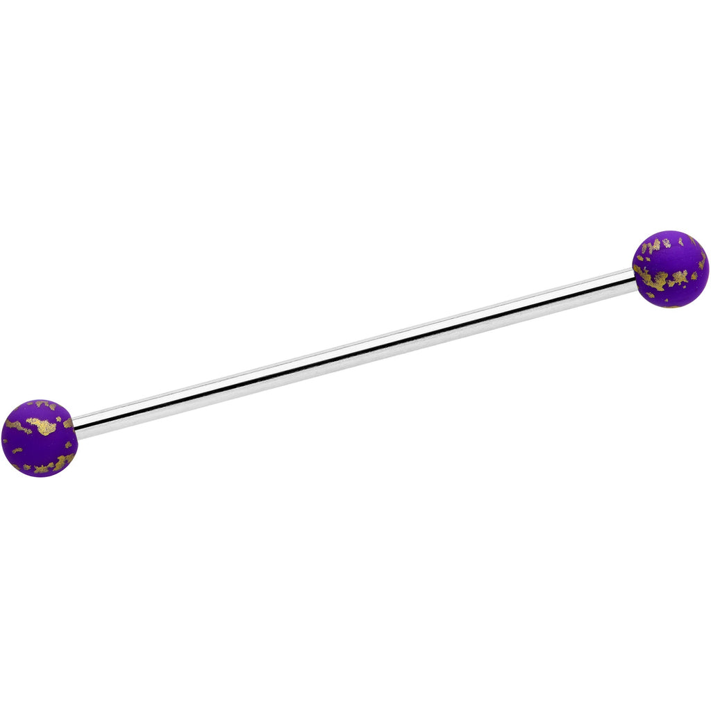 BodyCandy 14G Matte Purple Splatter Pattern Ends Industrial Barbell 38mm — main product shot