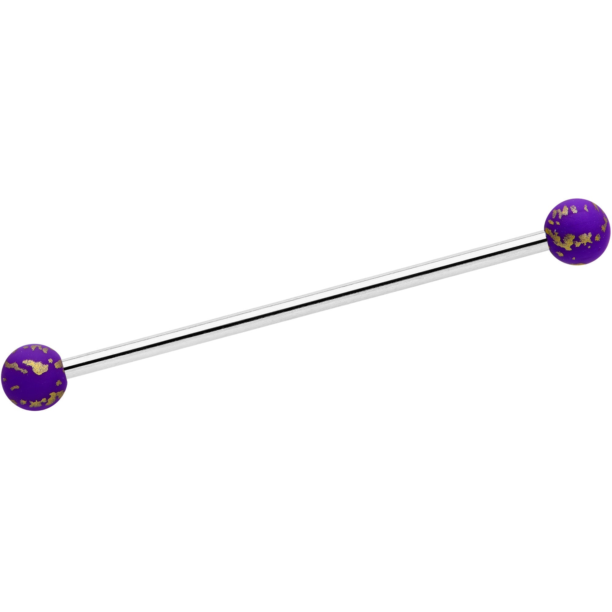 BodyCandy 14G Matte Purple Splatter Pattern Ends Industrial Barbell 38mm — main product shot