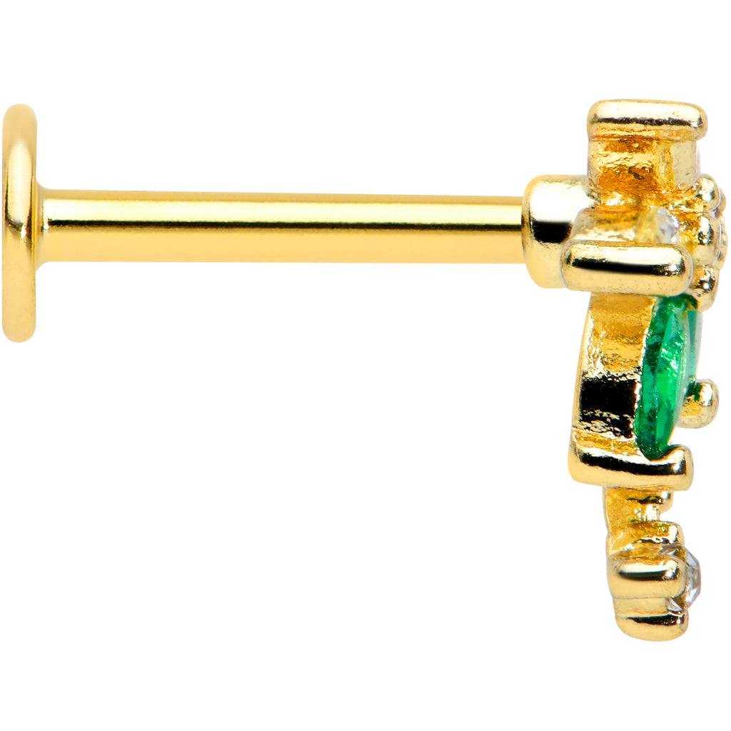 BodyCandy 16G 5/16 Green Gem Gold Tone Palm Tree Labret Monroe Tragus — lifestyle context