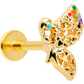 BodyCandy 16G 5/16 Clear CZ Gem Gold Tone Heart Butterfly Labret Tragus — main product shot