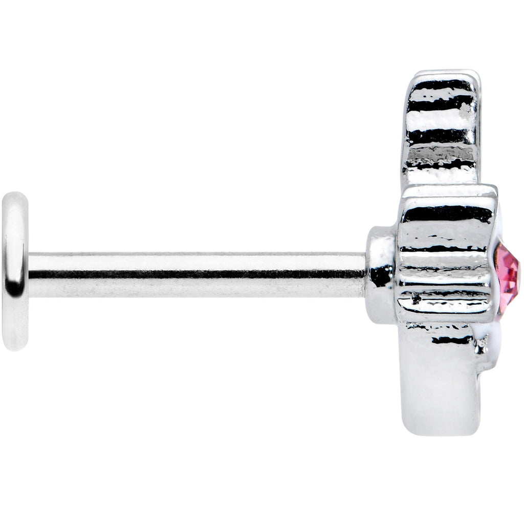 BodyCandy 16G 5/16 Pink Gem Black Cat White Flowers Labret Monroe Tragus — lifestyle context