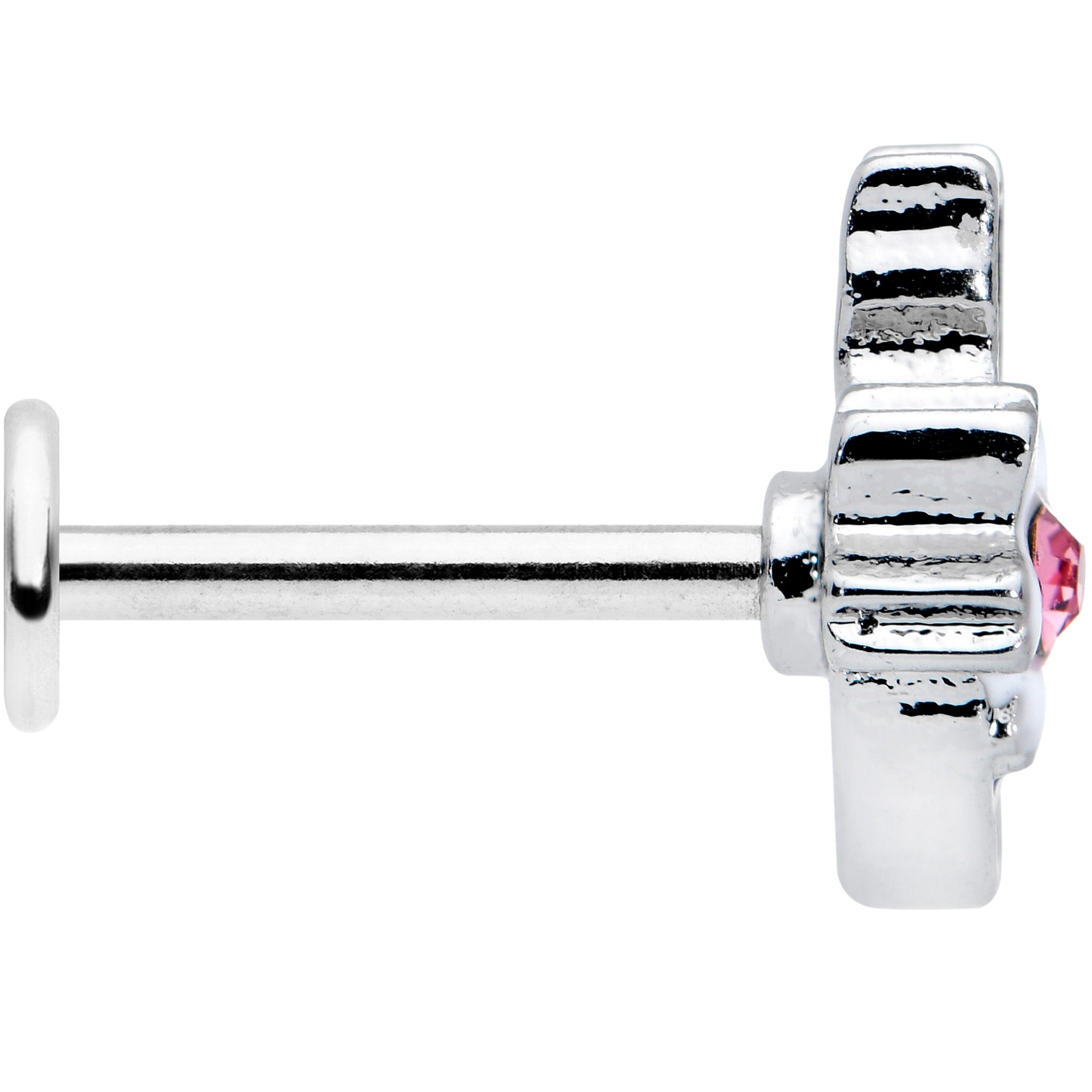 BodyCandy 16G 5/16 Pink Gem Black Cat White Flowers Labret Monroe Tragus — lifestyle context